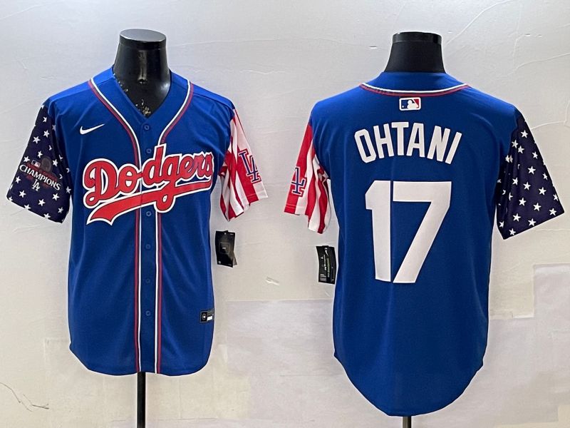 Men Los Angeles Dodgers #17 Ohtani Blue a generation of national flags Joint name 2025 Nike MLB Jersey style 2->los angeles dodgers->MLB Jersey